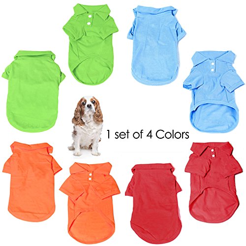 4-Pack Breathable Dog T-Shirts for Small Pets