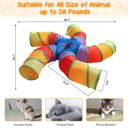 Interactive 5-Way Cat Tunnel with Play Ball