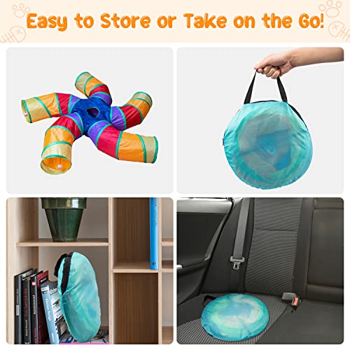 Interactive 5-Way Cat Tunnel with Play Ball