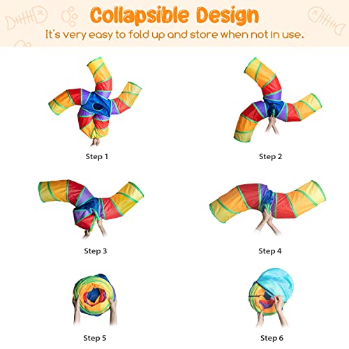 Interactive 5-Way Cat Tunnel with Play Ball