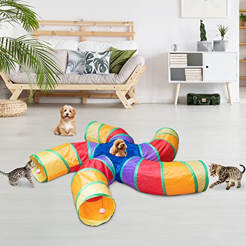 Interactive 5-Way Cat Tunnel with Play Ball