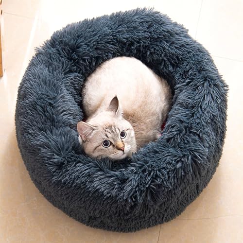 Cozy Round Cat and Small Dog Bed - Grey