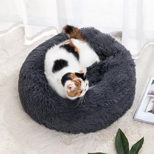 Cozy Round Cat and Small Dog Bed - Grey