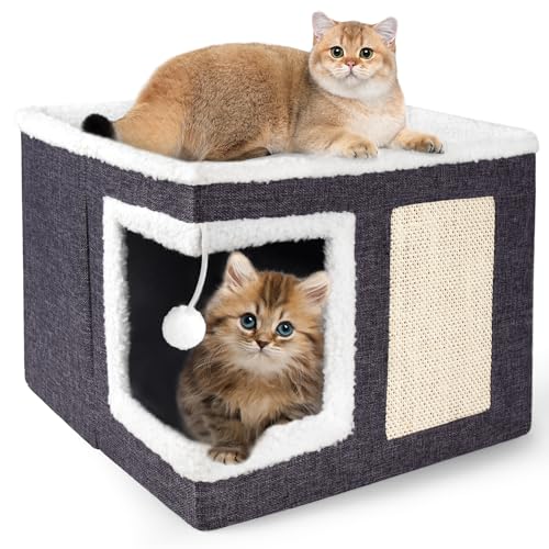 Loyareal Large Indoor Cat House with Scratch Pad