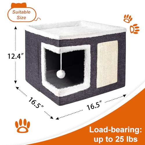 Loyareal Large Indoor Cat House with Scratch Pad