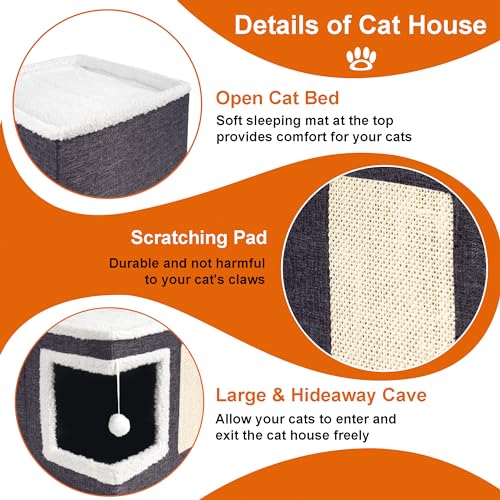 Loyareal Large Indoor Cat House with Scratch Pad