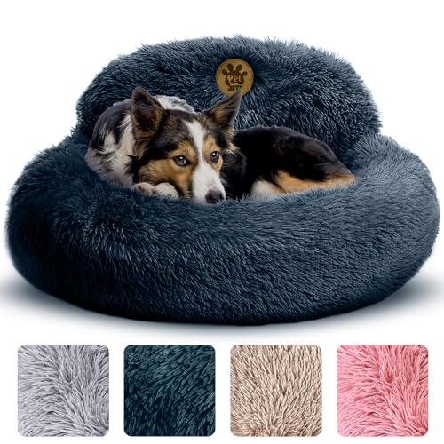 PetJett Anti-Anxiety Donut Dog Bed - Dark Grey