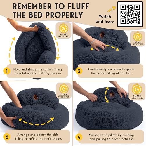 PetJett Anti-Anxiety Donut Dog Bed - Dark Grey