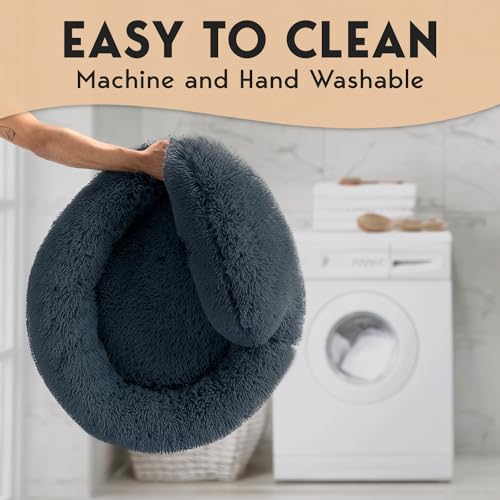 PetJett Anti-Anxiety Donut Dog Bed - Dark Grey