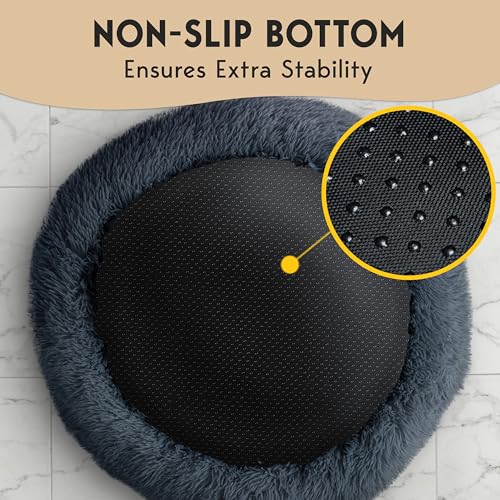 PetJett Anti-Anxiety Donut Dog Bed - Dark Grey