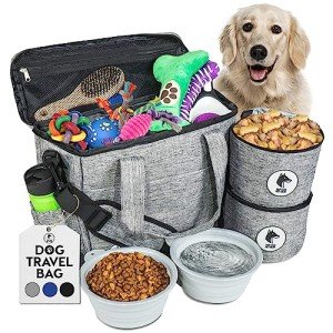 Airline-Approved Dog Travel Bag with Accessories - Grey