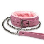 Pink Gothic Leather Choker Collar with Leash