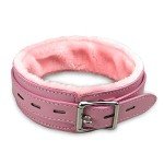 Pink Gothic Leather Choker Collar with Leash