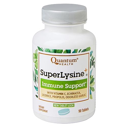 Quantum Health SuperLysine+ Advanced Formula Immune Support Supplement|Formulated with Vitamin C, Echinacea, Licorice, Propolis, and Odorless Garlic|90 Tablets