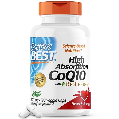 Doctor's Best High Absorption CoQ10 with Bioperine, Heart Health & Energy Production, Non-GMO, Gluten & Soy Free, Vegan, 100 Mg, 120 count
