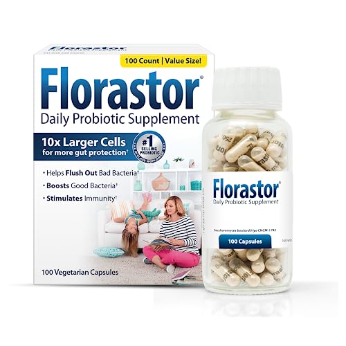 Florastor Probiotic Saccharomyces Boulardii, Daily Supplement for Women and Men Proven to Support Digestive and Immune Health (54 Capsules)
