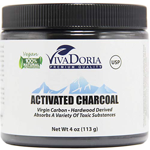 Viva Doria Virgin Activated Charcoal Powder, Hardwood Derived, Food Grade, 4 Oz