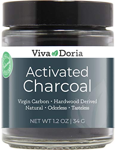 Viva Doria Virgin Activated Charcoal Powder, Hardwood Derived, Food Grade, 1.2 Oz Glass Jar