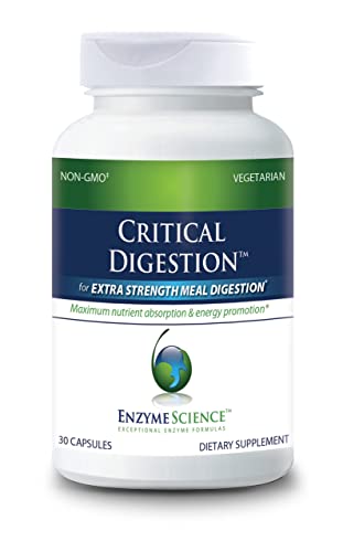 Enzyme Science Critical Digestion, 30 Capsules – High Potency Support for Digestion, Bloating, Indigestion, & Irregularity – Digestive Probiotic Supplement – Gut Health Formula –Vegetarian – Non-GMO