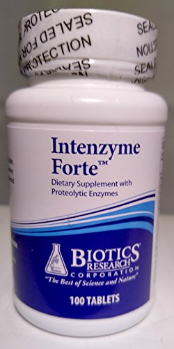 BIOTICS Research Intenzyme Forte Proteolytic Enzymes, Pancreatin, Bromelain, Papain, Lipase, Amylase, Protein Metabolism, Supports Healthy Digestion, Immune and Circulatory Function 100 tabs