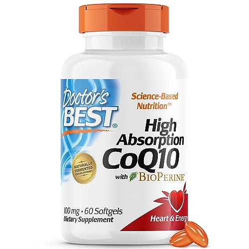 Doctor's Best High Absorption CoQ10 with BioPerine, Gluten Free Naturally Fermented, Heart Health & Energy Production, 100 mg, 60 SoFtgels