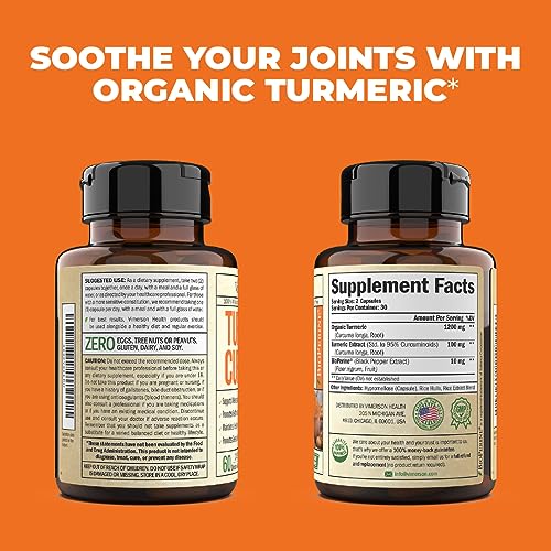 Turmeric Curcumin & Black Pepper Extract. High Absorption Joint Support Supplement with Bioperine. 95% Curcuminoids. Antioxidant Turmeric Supplement for Inflammation Balance & Immune Support. 60 Caps