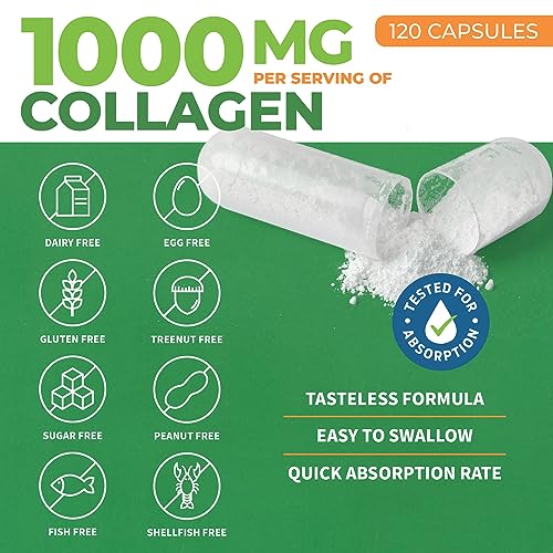 ForestLeaf - Collagen Pills with Hyaluronic Acid & Vitamin C - Reduce Wrinkles, Tighten Skin, Boost Hair, Skin, Nails & Joint Health - Hydrolyzed Collagen Peptides Supplement