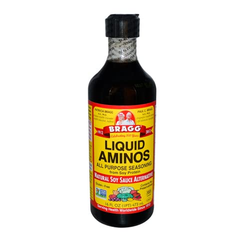 Bragg Liquid Aminos All Purpose Seasoning – Soy Sauce Alternative – Gluten Free, No GMO’s, Kosher Certified, 16 ounce