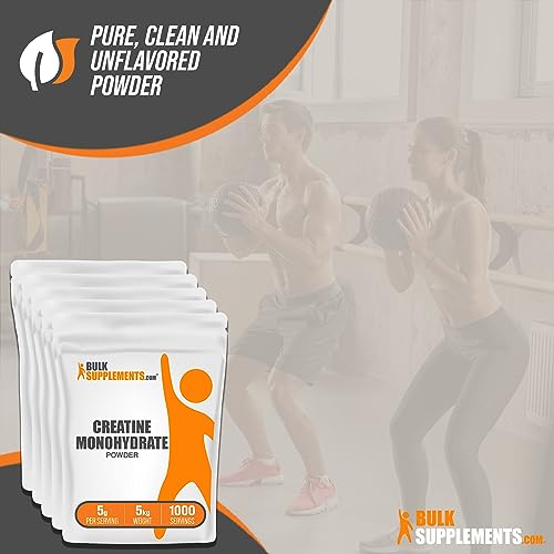 BULKSUPPLEMENTS.COM Nutritional Supplement, Creatine Monohydrate Powder - Unflavored, Pure and Micronized Creatine Supplement - 5g of Creatine Powder per Serving, Gluten Free, 176.19 Ounce