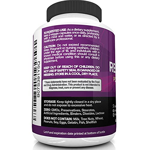 Nutrivein Resveratrol 1450mg - Antioxidant Supplement 120 Capsules – Supports Healthy Aging and Promotes Immune, Brain Boost and Joint Support - Made with Trans-Resveratrol, Green Tea Leaf, Acai Berry