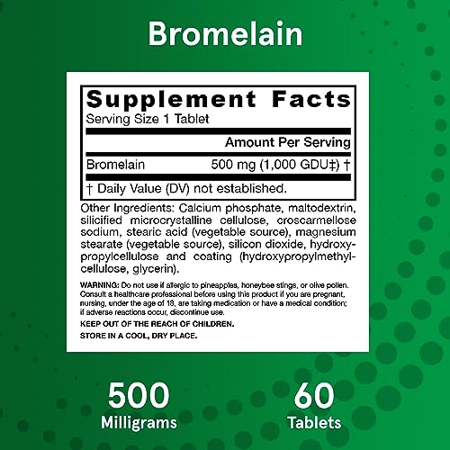 Jarrow Formulas Bromelain 500 mg - Protein-Digesting Enzymes from Pineapple - Aids & Supports Protein Digestion - Dietary Supplement - Suitable for Vegans - Up to 60 Servings (Packaging May Vary)