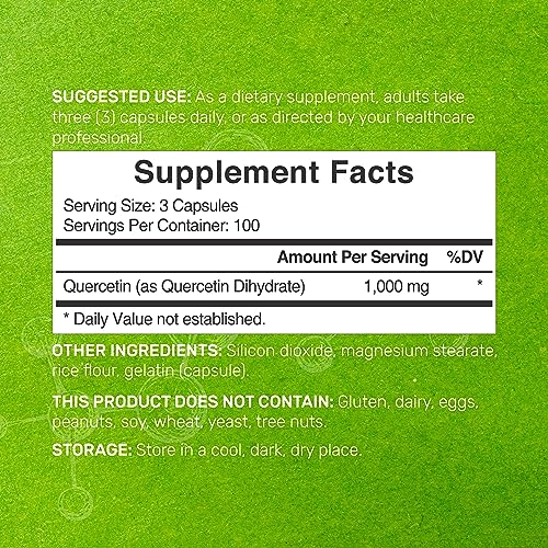 DEAL SUPPLEMENT Quercetin 1000mg Per Serving | 150 Capsules, High Bioavailable Flavonoids, Third Party Tested, Supports Healthy Immune System, Non-GMO, No Gluten