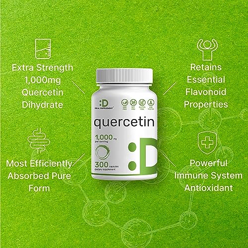 DEAL SUPPLEMENT Quercetin 1000mg Per Serving | 150 Capsules, High Bioavailable Flavonoids, Third Party Tested, Supports Healthy Immune System, Non-GMO, No Gluten