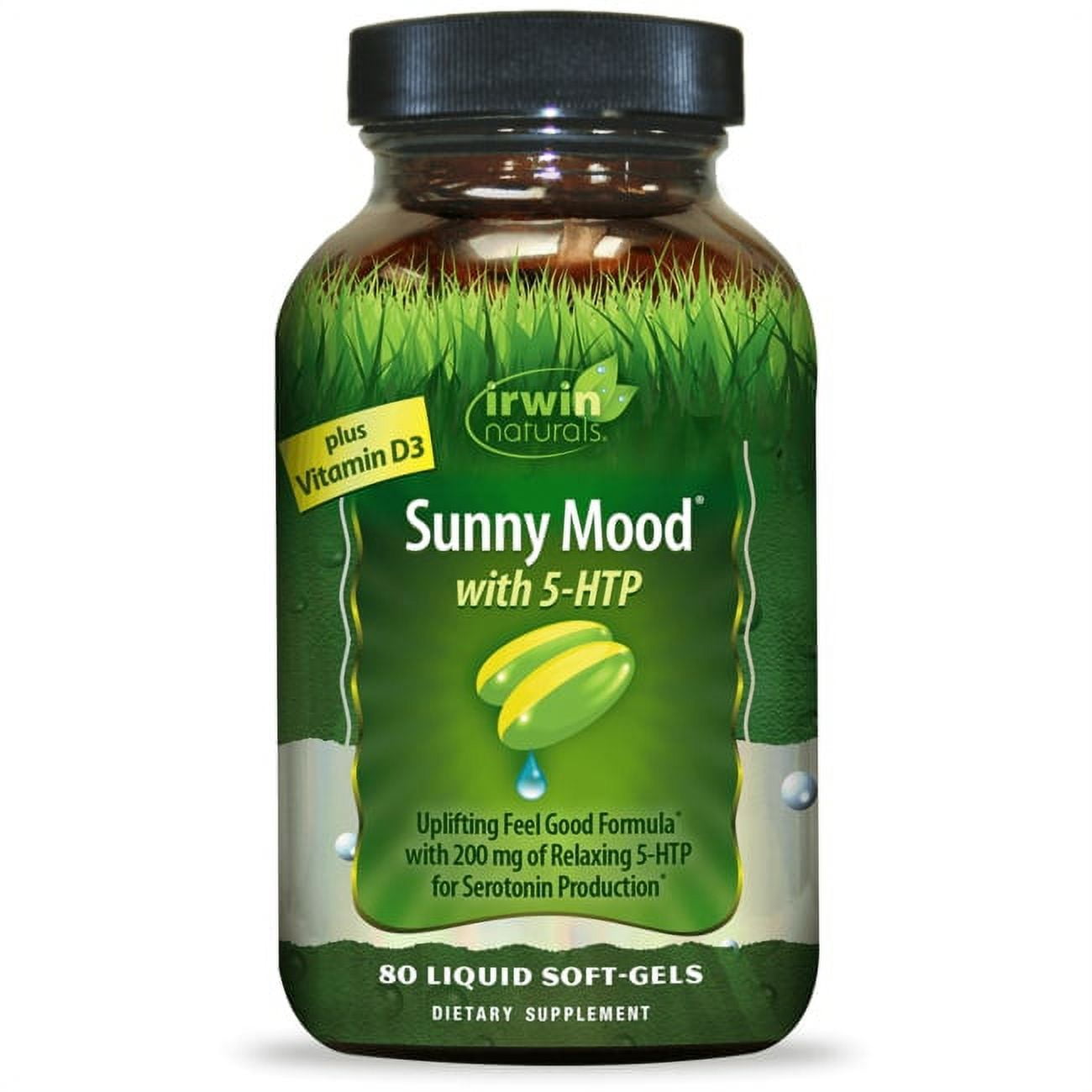 Irwin Naturals Sunny Mood with 5-HTP, Plus Vitamin D3, 80 Liquid Soft-Gels