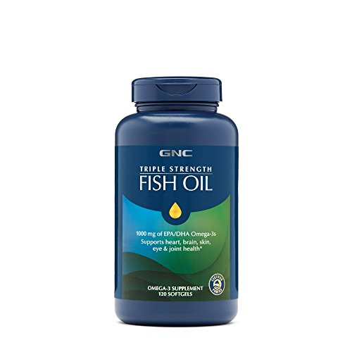 GNC Triple Strength Fish Oil, Twin Pack, 120 Softgels per Bottle, Supports Heart, Brain, Skin, Eye and Joint Health