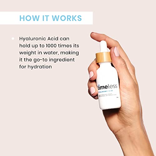 Timeless Skin Care Hyaluronic Acid 100% Pure Serum - 8 oz - Powerful Formula to Rehydrate Skin & Boost Moisture Levels + Relieves Appearance of Skin Tightness - Recommended for All Skin Types