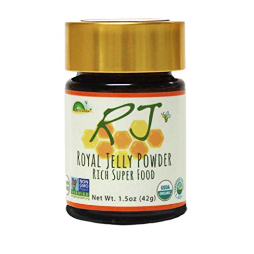 Greenbow Royal Jelly Powder– 100% USDA Certified Organic Royal Jelly, Non-GMO, Gluten Free Royal Jelly, Freeze Dried – One of The Most Nutrition Packed –No Additives/Flavors (42g)