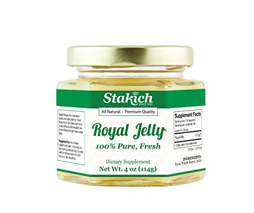 Stakich Fresh Royal Jelly - Pure, All Natural - No Additives/Flavors/Preservatives Added - 4 Ounce (114 Gram)