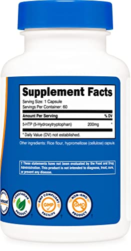 Nutricost 5-HTP 200mg, Veggie Capsules (5-Hydroxytryptophan)
