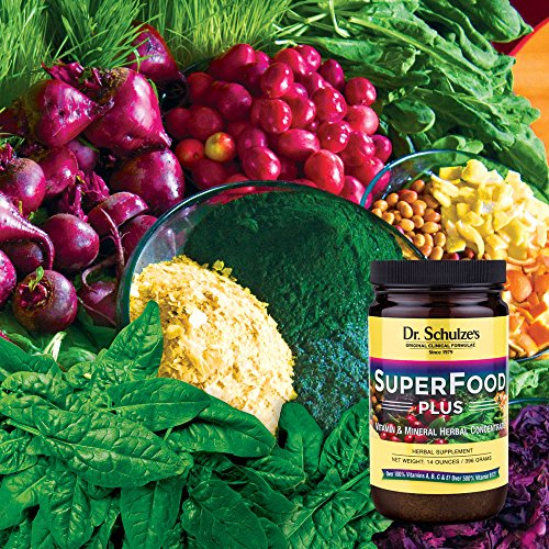 Dr. Schulze’s | SuperFood Plus | Vitamin & Mineral Herbal Concentrate | Dietary Supplement | Daily Nutrition & Increase Energy | Gluten-Free & Non-GMO | Vegan & Organic | 14-Oz Powder per Jar