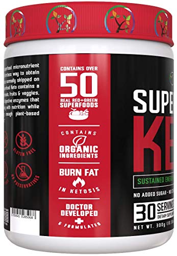Superfood Keto by Feel Great Vitamin Co - Doctor Formulated Ketosis Supplement with Over 50 Superfoods, No Sugar Added, No Stevia, Vitamins, Fruits, Veggies, Probiotics, Digestive Enzymes
