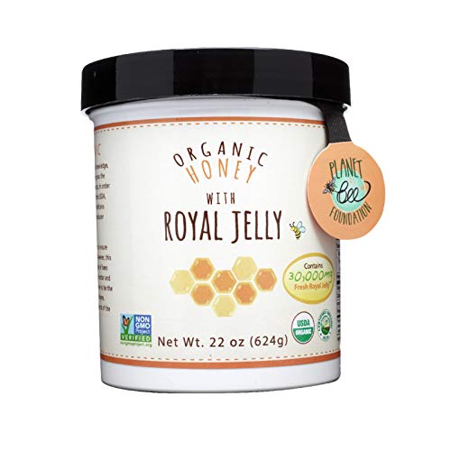 GREENBOW Organic Honey w/Fresh Royal Jelly - 100% USDA Certified Organic, Non-GMO, Gluten Free - Whole Food Organic Royal Jelly Honey (22oz_Fresh Royal Jelly contents 30,000 mg)
