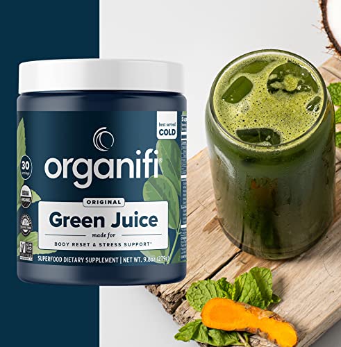 Organifi Green Juice - Organic Superfood Powder - 90-Day Supply - Organic Vegan Greens - Helps Decrease Cortisol - Provides Better Response to Stress - Supports Weight Control - Total Body Wellness