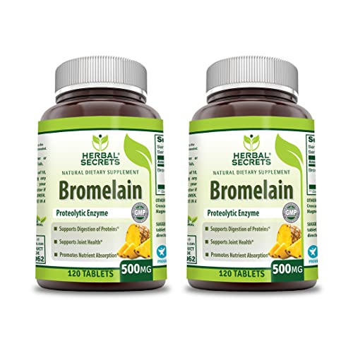 Herbal Secrets Bromelain 500 Mg 120 Tablets Supplement | Pack of 2 | Non-GMO | Gluten Free | Made in USA