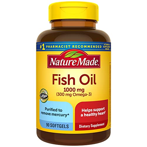 Nature Made Fish Oil 1000 mg, 90 Softgels, Omega 3 Supplement For Heart Health