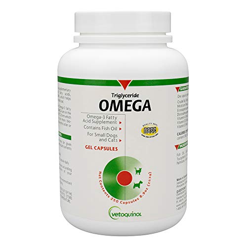 Vetoquinol Triglyceride Omega Dog & Cat Supplement Capsules, Small-Breed: 8-39 lbs, 250ct