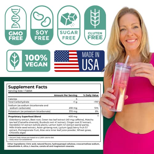 skinnytabs Superfood Tabs Detox Cleanse Drink - Fizzy Dietary Supplement for Women and Men - Reduce Bloating and Curb Craving - Support Healthy Weight Management - Mixed Berry Flavor [60 Tablets]