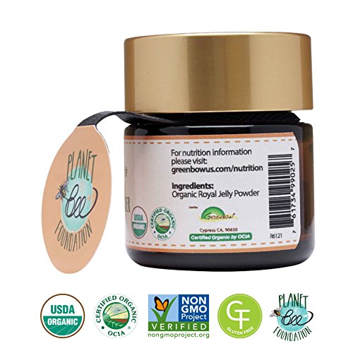 Greenbow Royal Jelly Powder– 100% USDA Certified Organic Royal Jelly, Non-GMO, Gluten Free Royal Jelly, Freeze Dried – One of The Most Nutrition Packed –No Additives/Flavors (17g)