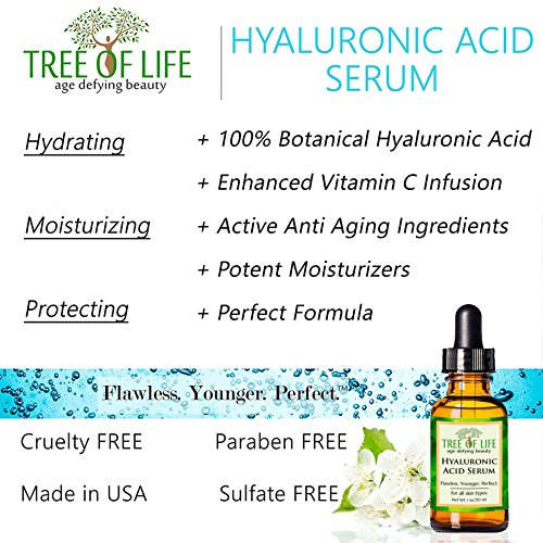 Tree of Life Hyaluronic Acid Serum for Face | Hydrating Serum with Vitamin C, 1 Fl Oz