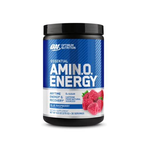 Optimum Nutrition Amino Energy - Pre Workout with Green Tea, BCAA, Amino Acids, Keto Friendly, Green Coffee Extract, Energy Powder - Blue Raspberry, 30 Servings (Packaging May Vary)